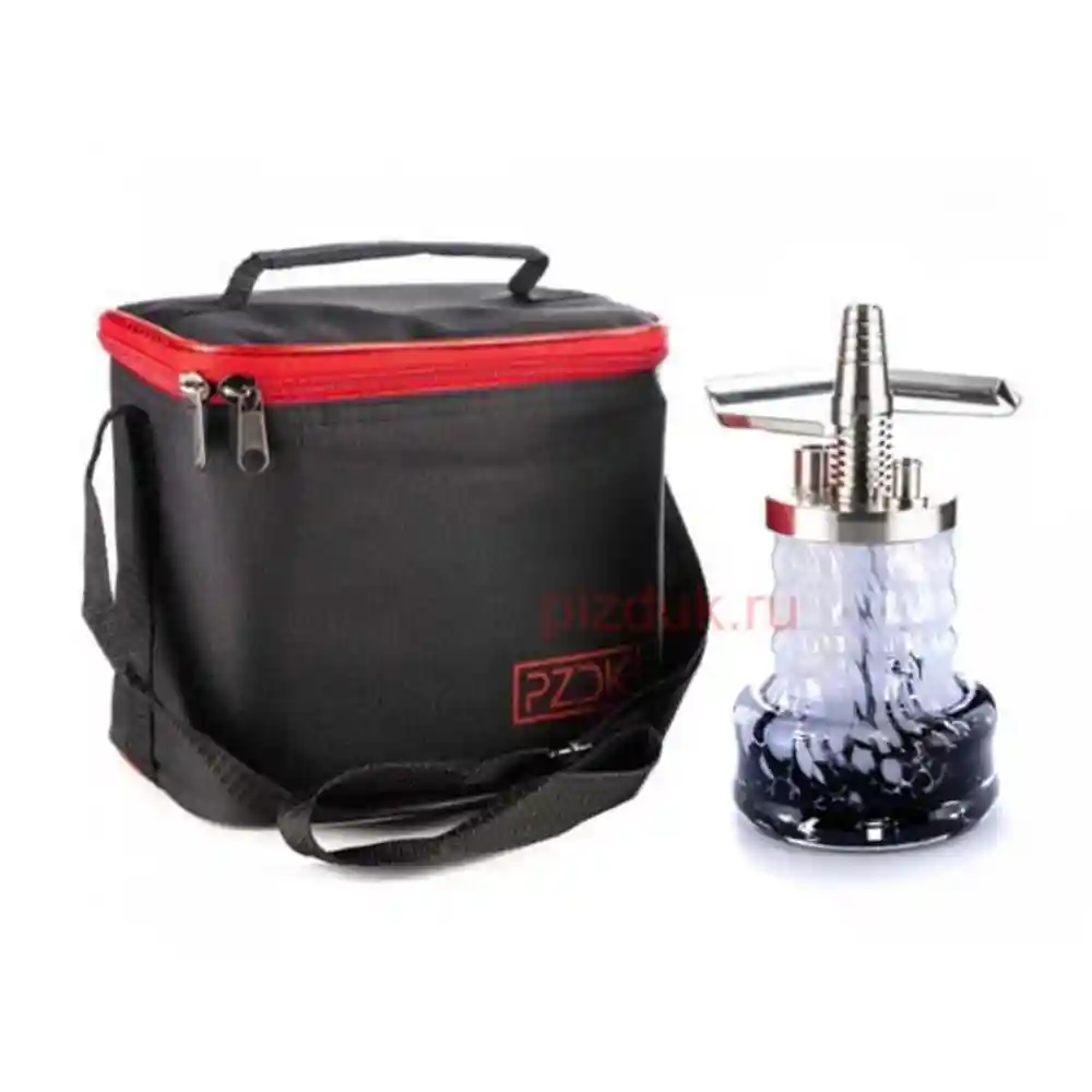 Кальян Pizduk Pro (Черная сумка, бело-чёрная колба)