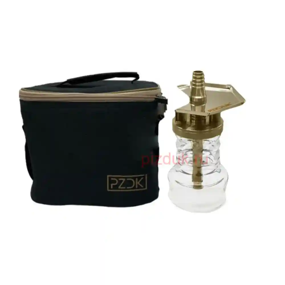Кальян Pizduk Pro Gold (Черно-золотая сумка, прозрачная колба)
