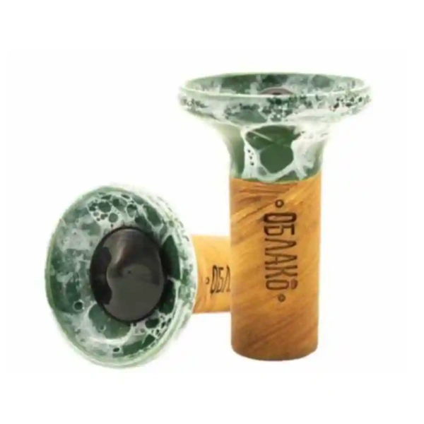 Чаша Oblako Flow black on dark green-white marble