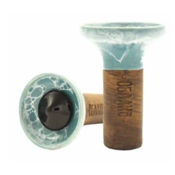 Чаша Oblako Flow black on light blue-white marble