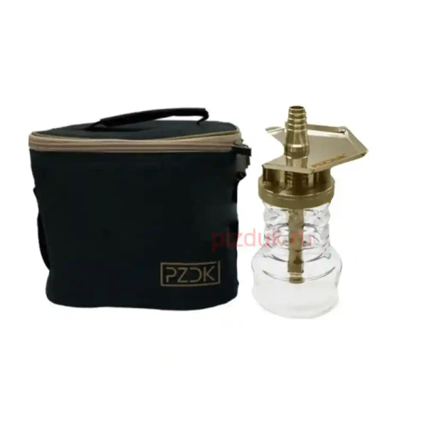 Кальян Pizduk Pro Gold (Черно-золотая сумка, прозрачная колба)